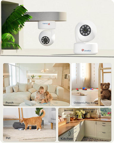 4K 8MP Intérieure Surveillance Caméra 2,4/5GHz Wi-Fi Suivi Automatique Détection Intelligente de Personne/Animaux