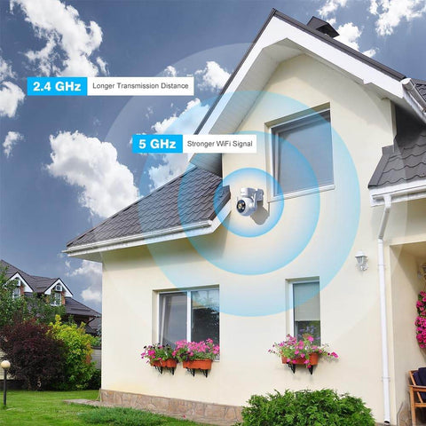 5MP 5X Zoom Optique Caméra Surveillance WiFi Extérieure 2,4/5GHz WiFi IP Caméra avec Suivi Auto