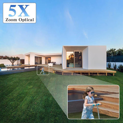 5MP 5X Zoom Optique Caméra Surveillance WiFi Extérieure 2,4/5GHz WiFi IP Caméra avec Suivi Auto