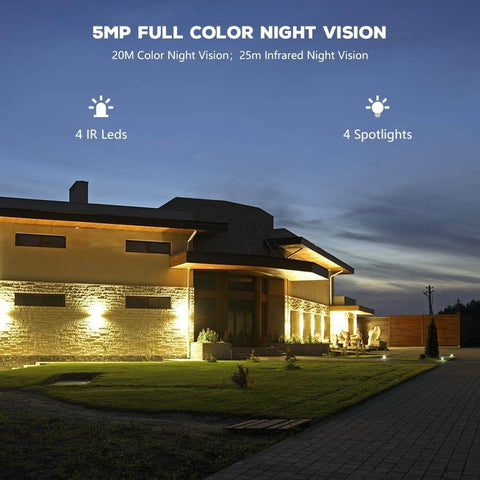 5MP 5X Zoom Optique Caméra Surveillance WiFi Extérieure 2,4/5GHz WiFi IP Caméra avec Suivi Auto