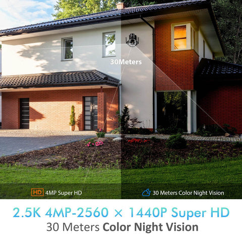 2.5K 4MP Caméra Surveillance WiFi Extérieure 2,4/5GHz PTZ Caméra IP 360° Vision Nocturne Couleur