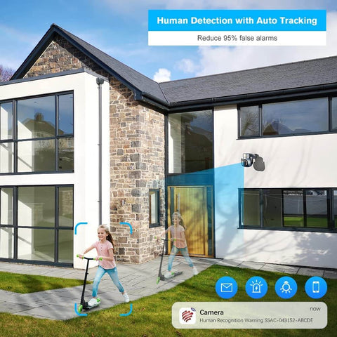 2.5K 4MP Caméra Surveillance WiFi Exterieure 2,4/5GHz WiFi IP Caméra Détection Humaine avec Suivi Auto