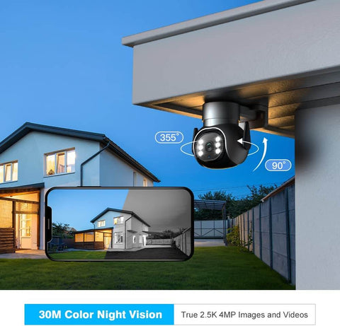 2.5K 4MP Caméra Surveillance WiFi Exterieure 2,4/5GHz WiFi IP Caméra Détection Humaine avec Suivi Auto