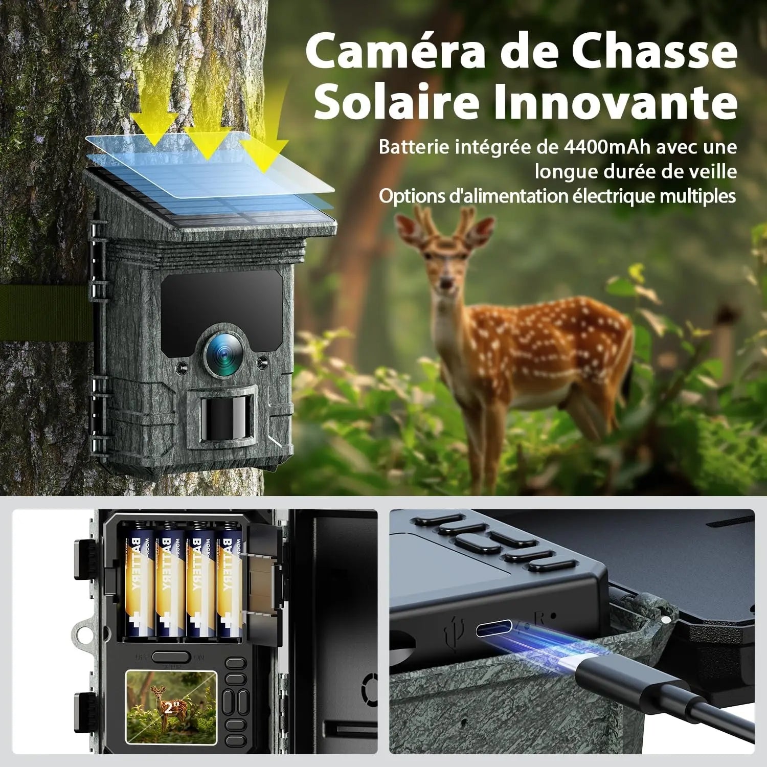 Camera de Chasse Solaire - 4K UHD 46MP