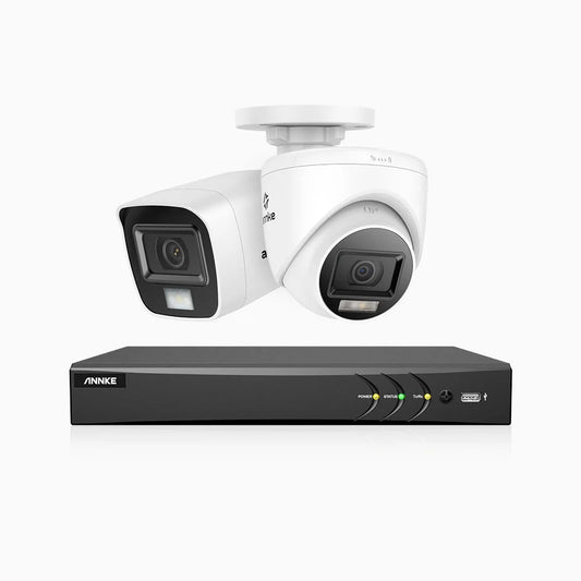 ADLK800 - Kit de surveillance CCTV filaire à double lumière 4K à 8 canaux avec 1 caméra bullet et 1 caméra tourelle