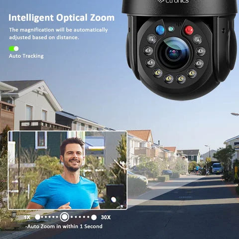 Caméra de Surveillance WiFi 5MP – 30X Zoom Optique Extérieure – Connectée Smartphone