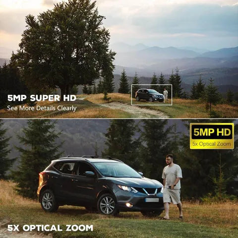 Caméra de Surveillance WiFi 5MP Extérieure – Zoom Optique 5X, Suivi Automatique – Connectée au Smartphone