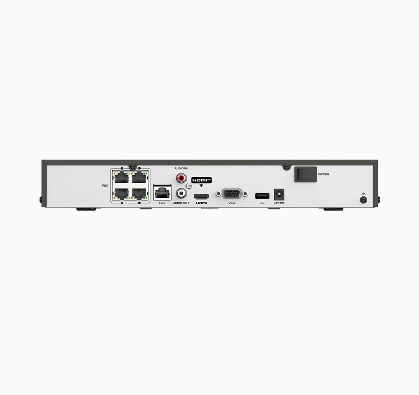 NVR PoE 4K 4 canaux, H.265+, Détection de mouvement, RTSP et ONVIF pris en charge