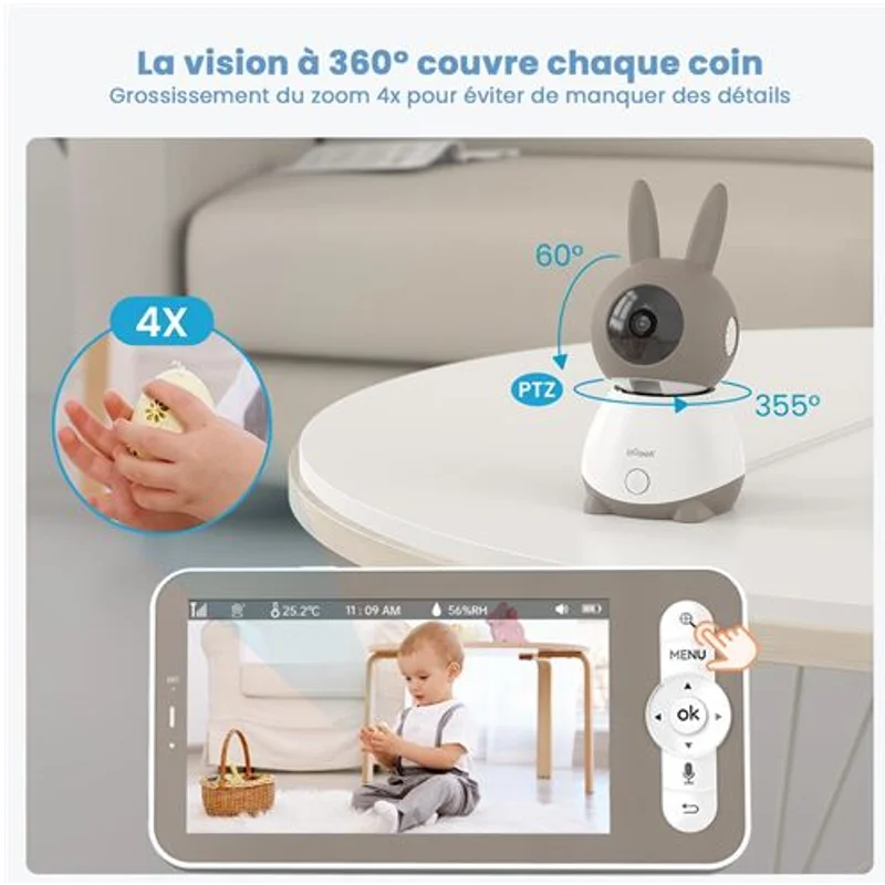 Caméra Bébé ieGeek 5 – PTZ 360° & Vidéo Connectée Smartphone