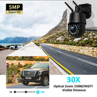 Caméra de Surveillance WiFi 5MP – 30X Zoom Optique Extérieure – Connectée Smartphone