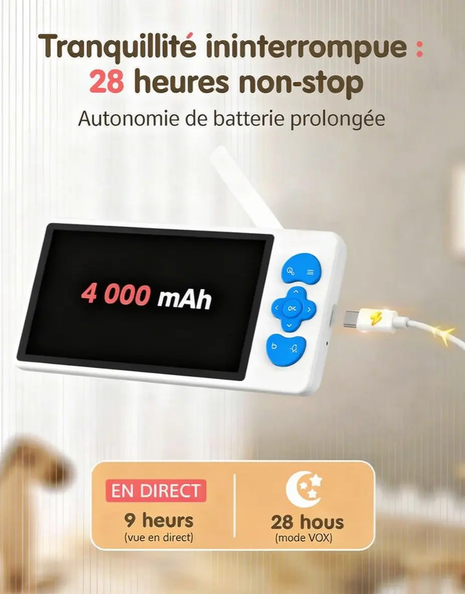 Caméra Bébé ieGeek 1080P Écran 5 Vision Nocturne