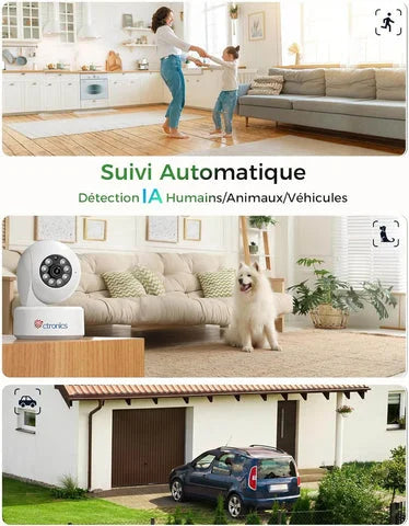 4K 8MP Intérieure Surveillance Caméra 2,4/5GHz Wi-Fi Suivi Automatique Détection Intelligente de Personne/Animaux