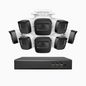 EL200 - Kit de surveillance filaire 1080p à 8 canaux avec 8 caméras, DVR intelligent avec détection humaine et véhicule, vision nocturne infrarouge de 66 pieds, signal de sortie 4-en-1, IP67