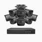 EL200 - Kit de surveillance filaire 1080p à 8 canaux avec 8 caméras, DVR intelligent avec détection humaine et véhicule, vision nocturne infrarouge de 66 pieds, signal de sortie 4-en-1, IP67