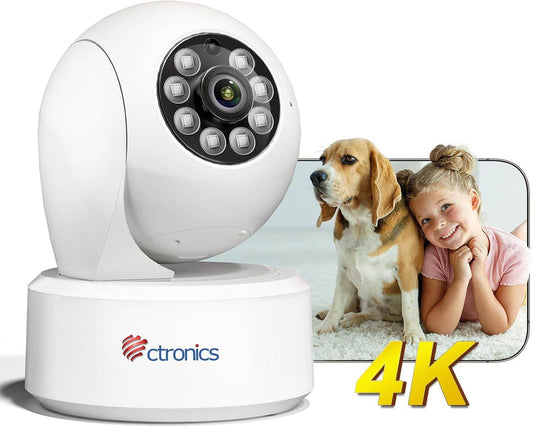 4K 8MP Intérieure Surveillance Caméra 2,4/5GHz Wi-Fi Suivi Automatique Détection Intelligente de Personne/Animaux