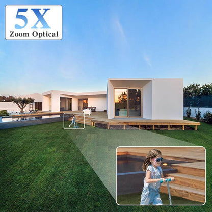 5MP 5X Zoom Optique Caméra Surveillance WiFi Extérieure 2,4/5GHz WiFi IP Caméra avec Suivi Auto