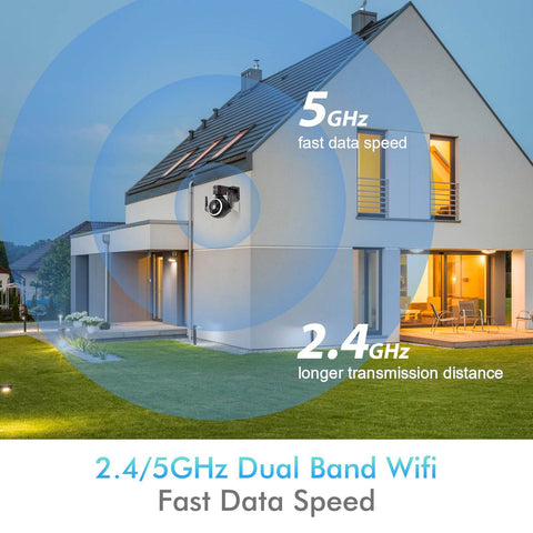 2.5K 4MP Caméra Surveillance WiFi Extérieure 2,4/5GHz PTZ Caméra IP 360° Vision Nocturne Couleur