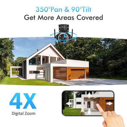 2.5K 4MP Caméra Surveillance WiFi Extérieure 2,4/5GHz PTZ Caméra IP 360° Vision Nocturne Couleur