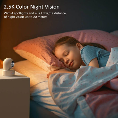 2,4/5Ghz 2,5K 4MP Caméra Surveillance WiFi Intérieure Détection Humaine/Mouvement & Suivi Automatique pour Bébé/Animaux