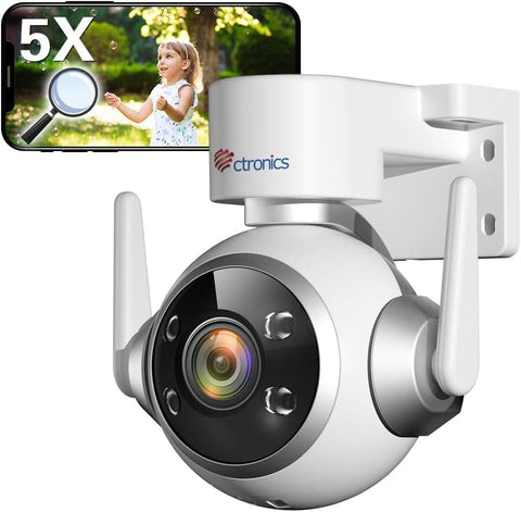 5MP 5X Zoom Optique Caméra Surveillance WiFi Extérieure 2,4/5GHz WiFi IP Caméra avec Suivi Auto