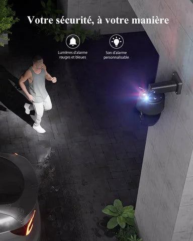 caméra surveillance extérieure 4K, caméra double objectif, caméra zoom hybride 10X, caméra intelligente détection humaine, caméra sécurité animaux véhicules, caméra connectée smartphone extérieur