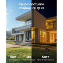 ieGeek 2K Noir Camera Exterieur Solaire sur Batteries, Panneau Solaire Integree