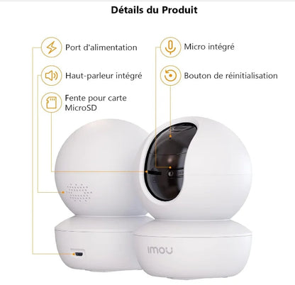 imou Caméra de surveillance, wifi, usage intérieur, 1080p, FHD, caméra, 360 degrés, connectée, smartphone, détection humaine,